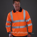 Working Garments High Visibility Reflektierende Sicherheitsbekleidung En 20471 Class 3 Langarm Hi Vis Poloshirt Orange Gelb